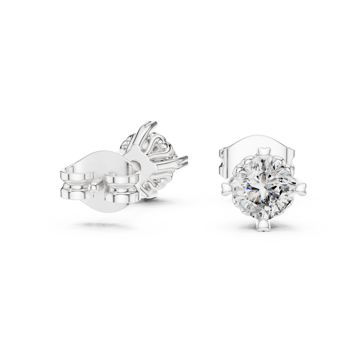 1.50 CT Cushion Cut Lab Grown Diamond Solitaire Stud Earrings, White Gold