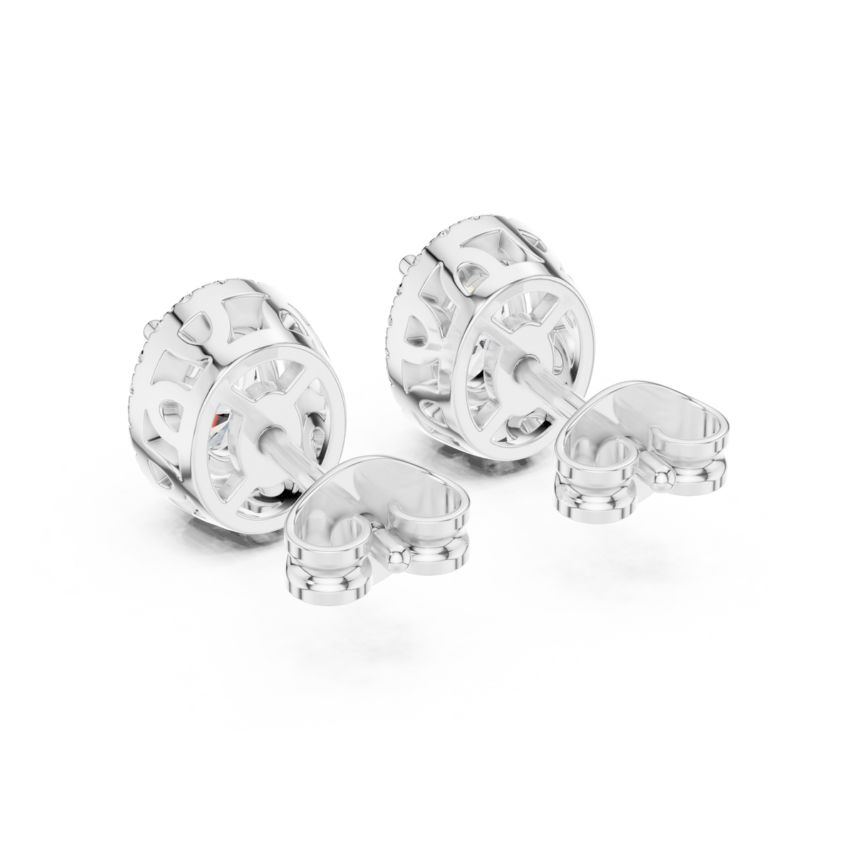IGI Certified Oval Halo Lab Grown Diamond Stud Earrings, White Gold