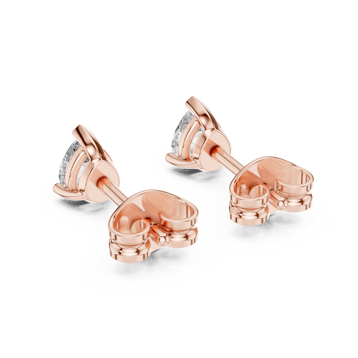 0.80 CT Pear Cut Lab Grown Diamond Solitaire Earstuds, Rose Gold