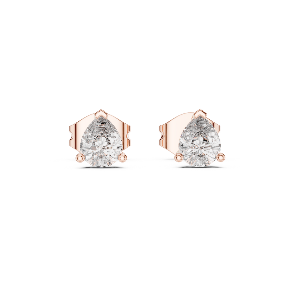 0.80 CT Pear Cut Lab Grown Diamond Solitaire Earstuds, Rose Gold