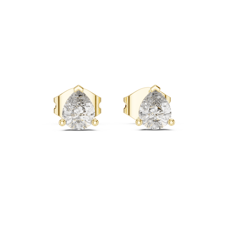 0.80 CT Pear Cut Lab Grown Diamond Solitaire Earstuds, Yellow Gold