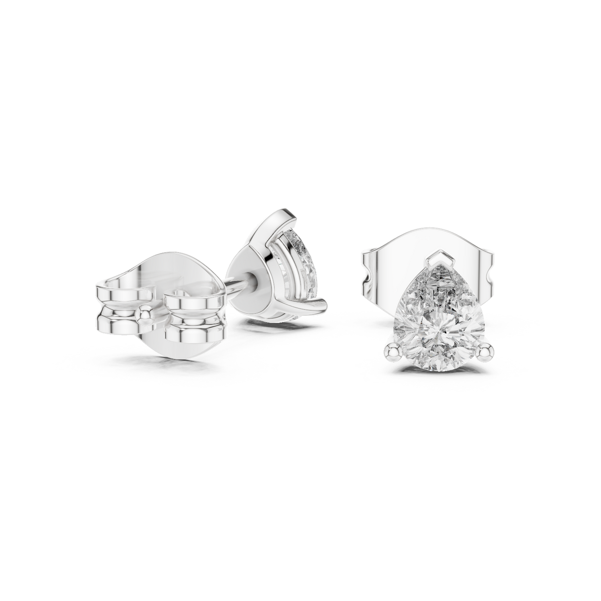 0.80 CT Pear Cut Lab Grown Diamond Solitaire Earstuds, White Gold