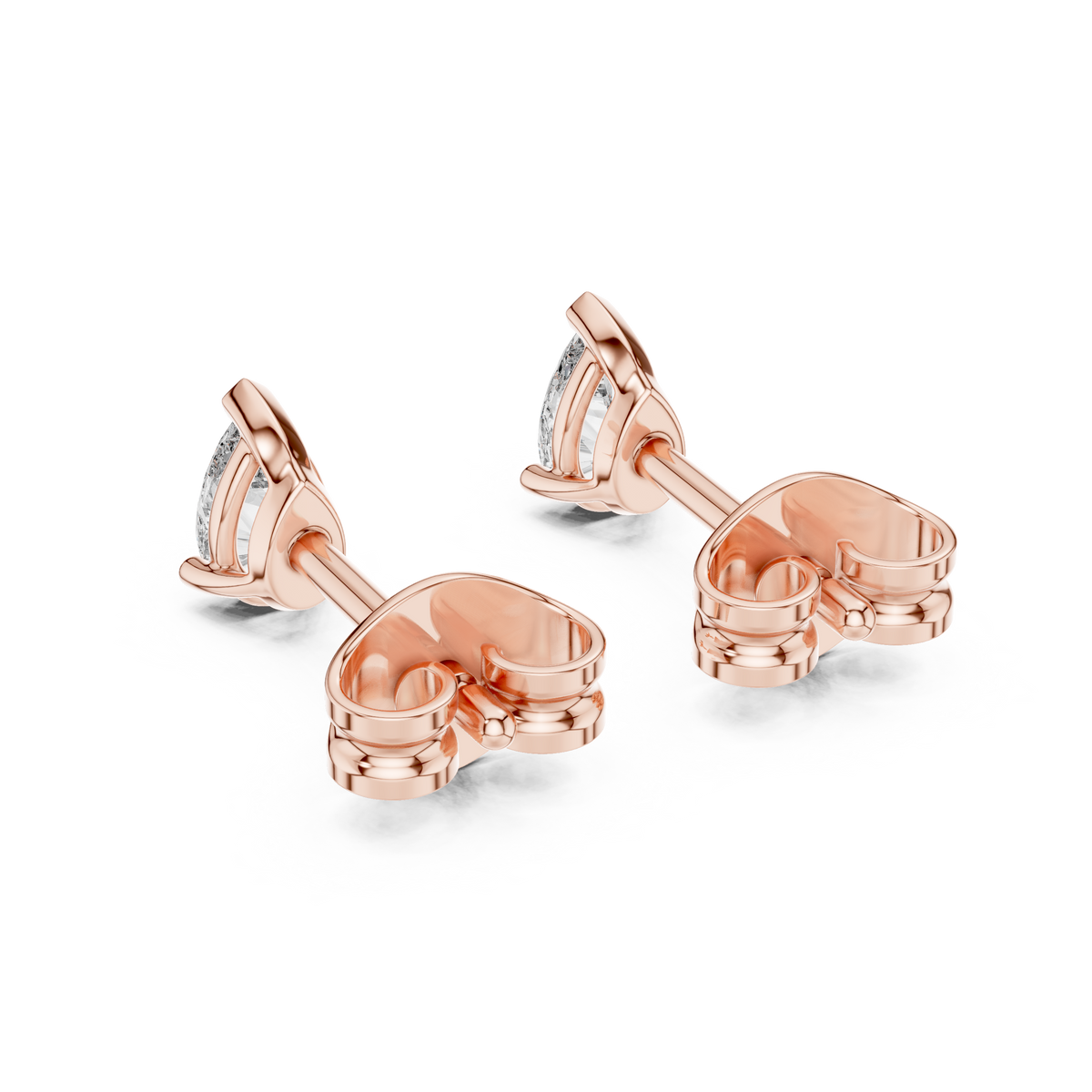 0.50 CT Minimal Pear Diamond Solitaire Earrings, Rose Gold