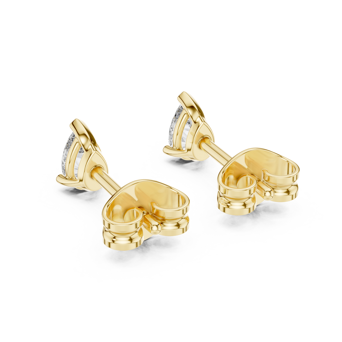 0.50 CT Minimal Pear Diamond Solitaire Earrings, Yellow Gold