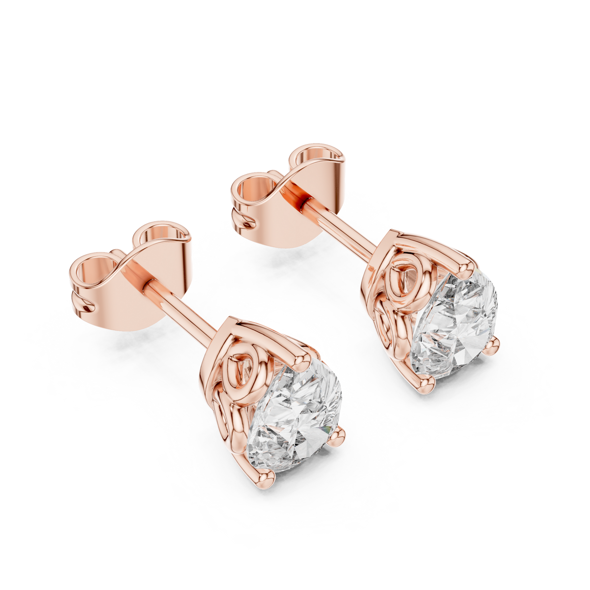 Elegant 0.80 CT Pear Cut Lab Grown Diamond Solitaire Stud Earrings, Rose Gold