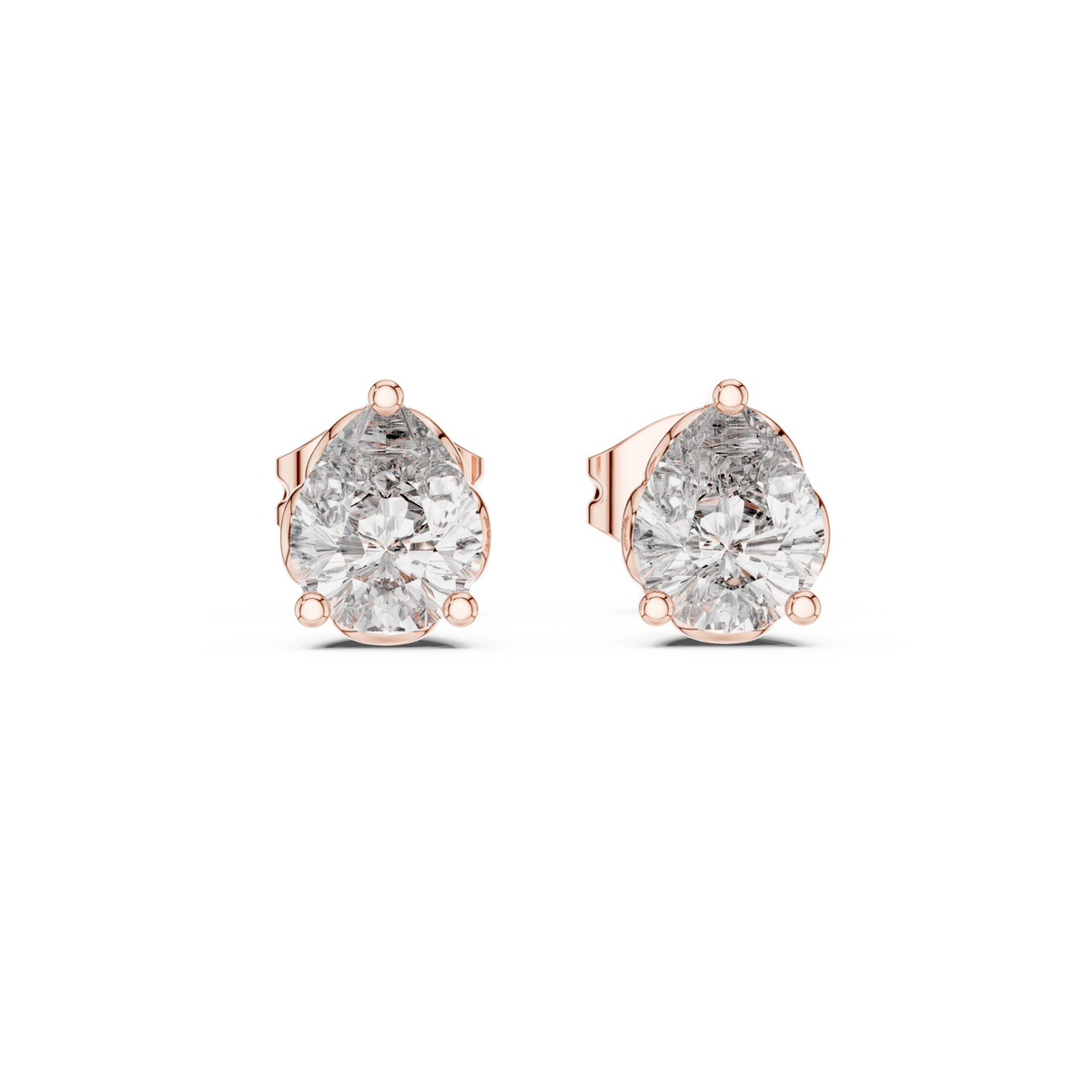 Elegant 0.80 CT Pear Cut Lab Grown Diamond Solitaire Stud Earrings, Rose Gold