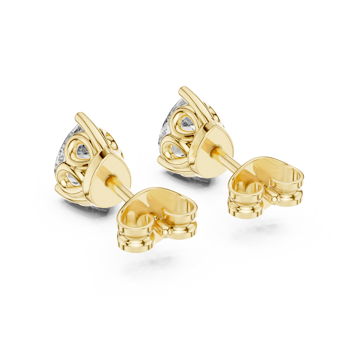 Elegant 0.80 CT Pear Cut Lab Grown Diamond Solitaire Stud Earrings, Yellow Gold
