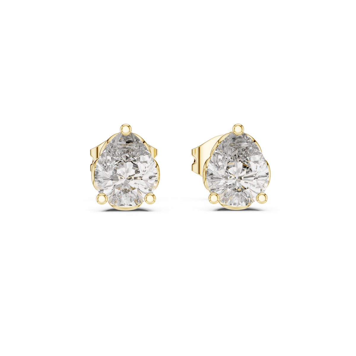 Elegant 0.80 CT Pear Cut Lab Grown Diamond Solitaire Stud Earrings, Yellow Gold