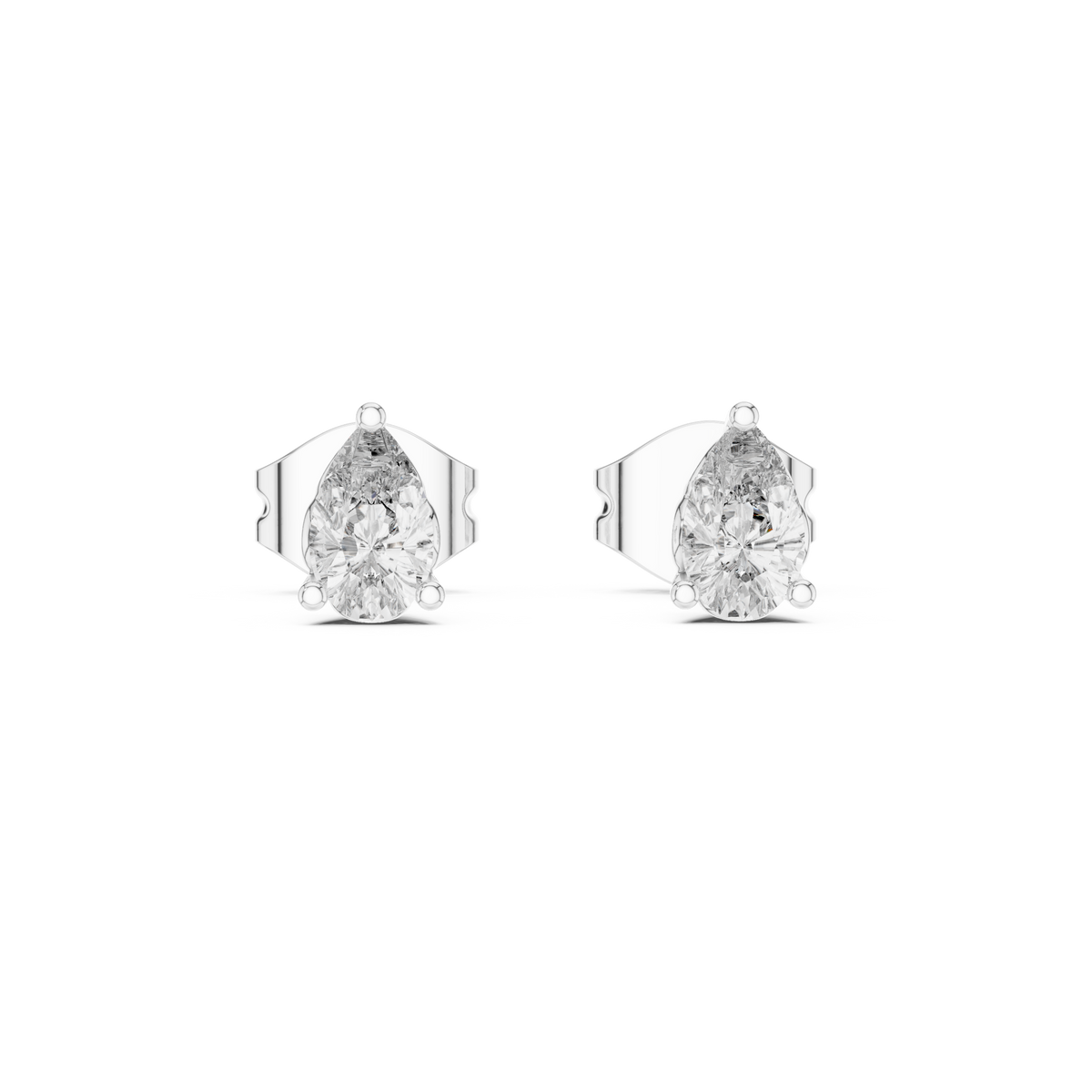 Designer 0.50 CT Minimal Pear Diamond Solitaire Earstuds, White Gold