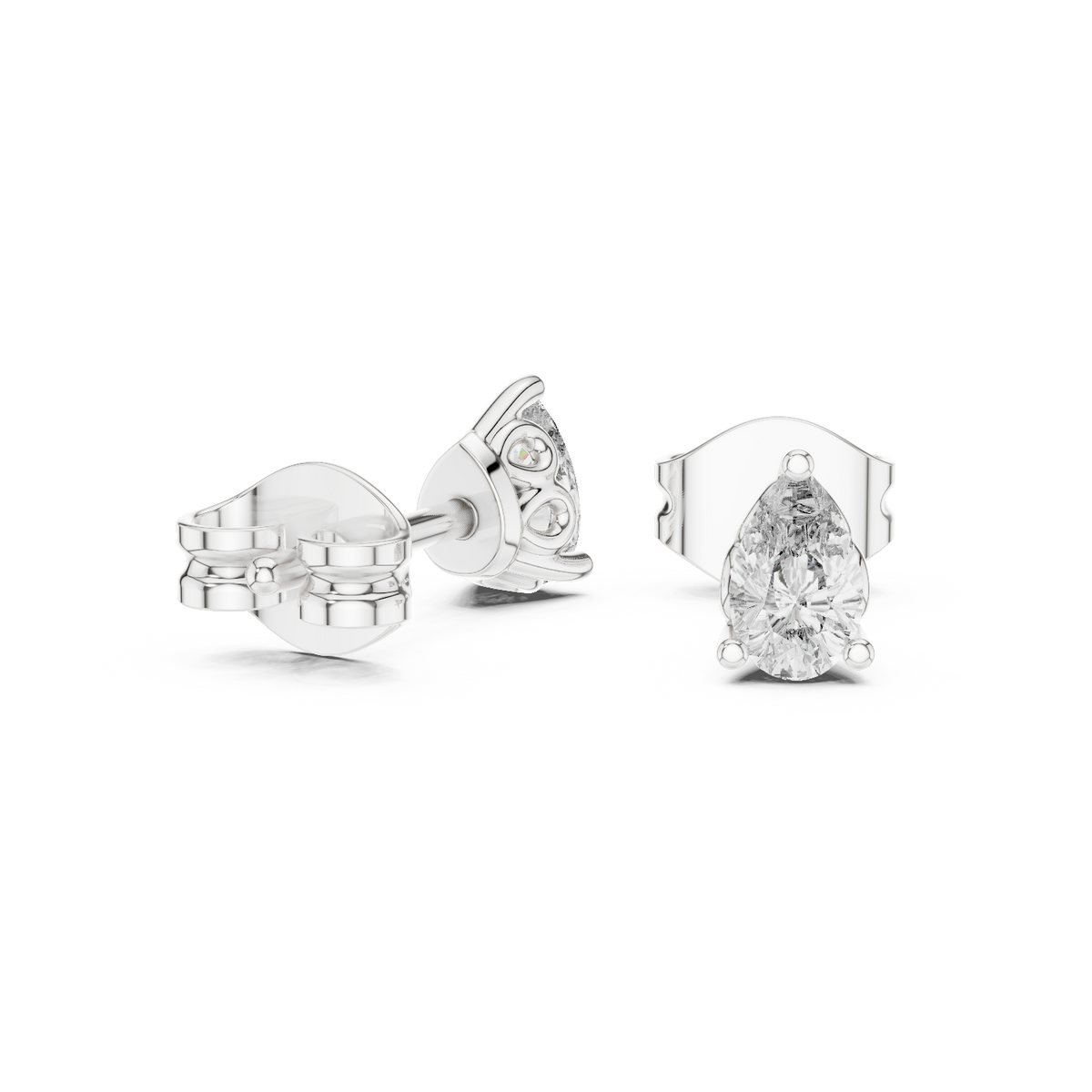 Designer 0.50 CT Minimal Pear Diamond Solitaire Earstuds, White Gold
