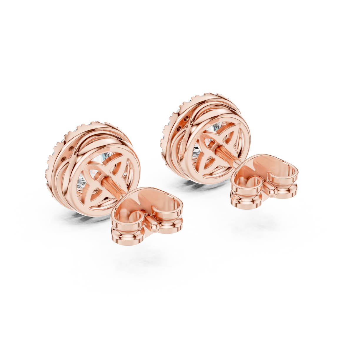 Round Brilliant IGI Certified Lab Grown Diamond Earstuds, Rose Gold