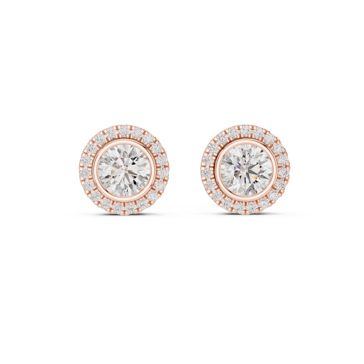 Round Brilliant IGI Certified Lab Grown Diamond Earstuds, Rose Gold
