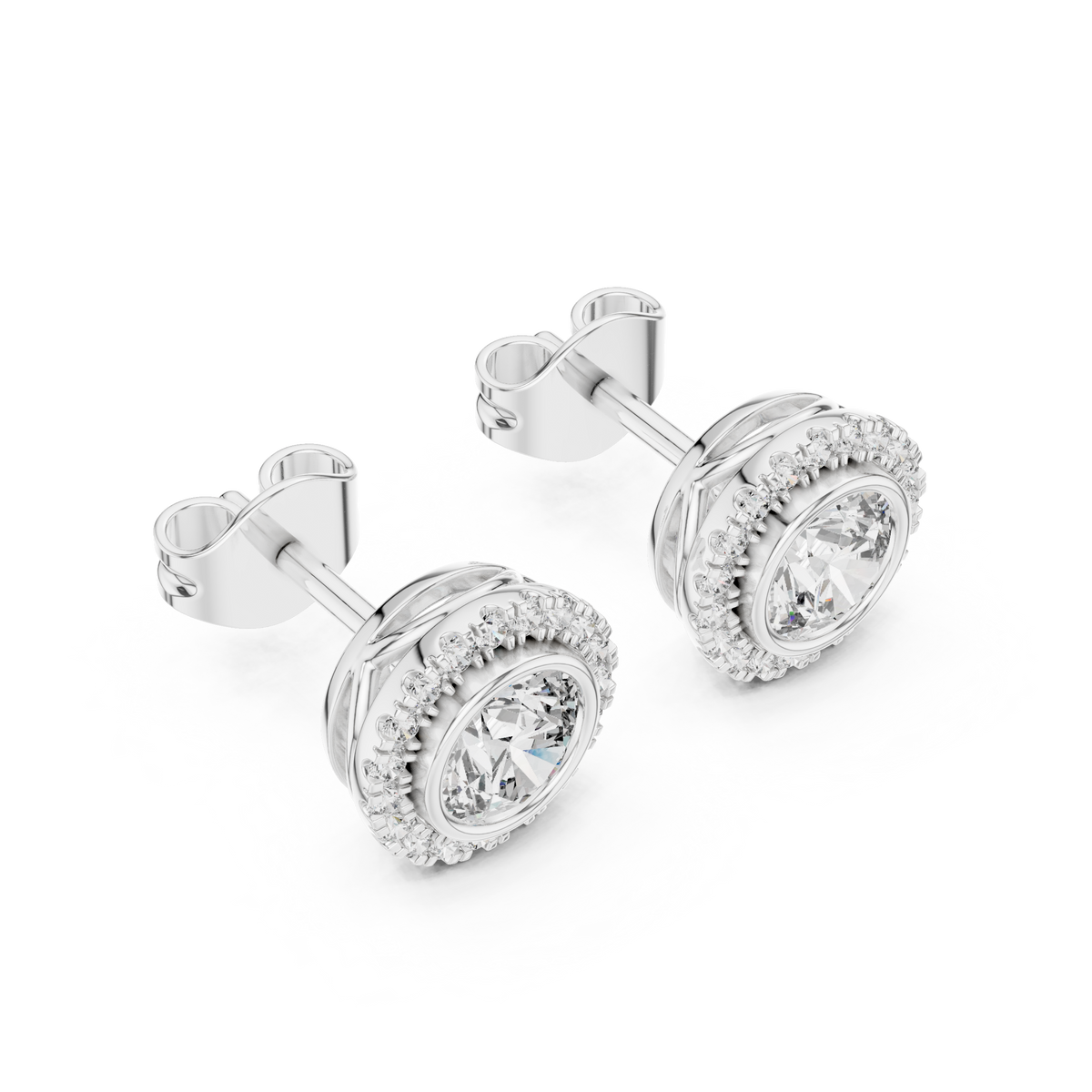 Round Brilliant IGI Certified Lab Grown Diamond Earstuds, White Gold