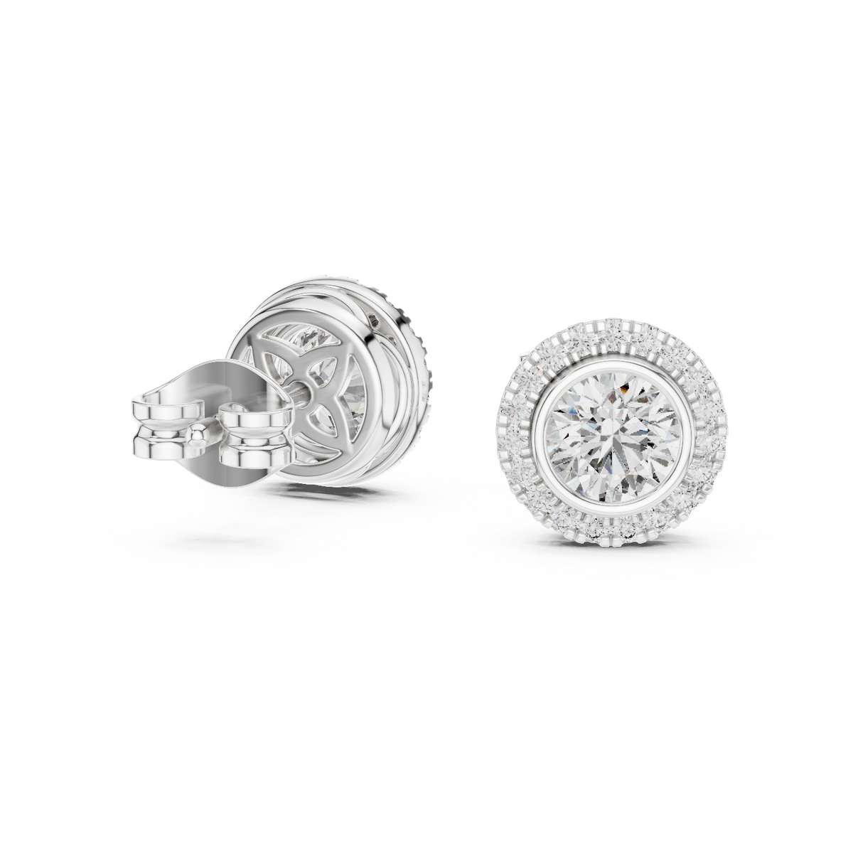 Round Brilliant IGI Certified Lab Grown Diamond Earstuds, White Gold