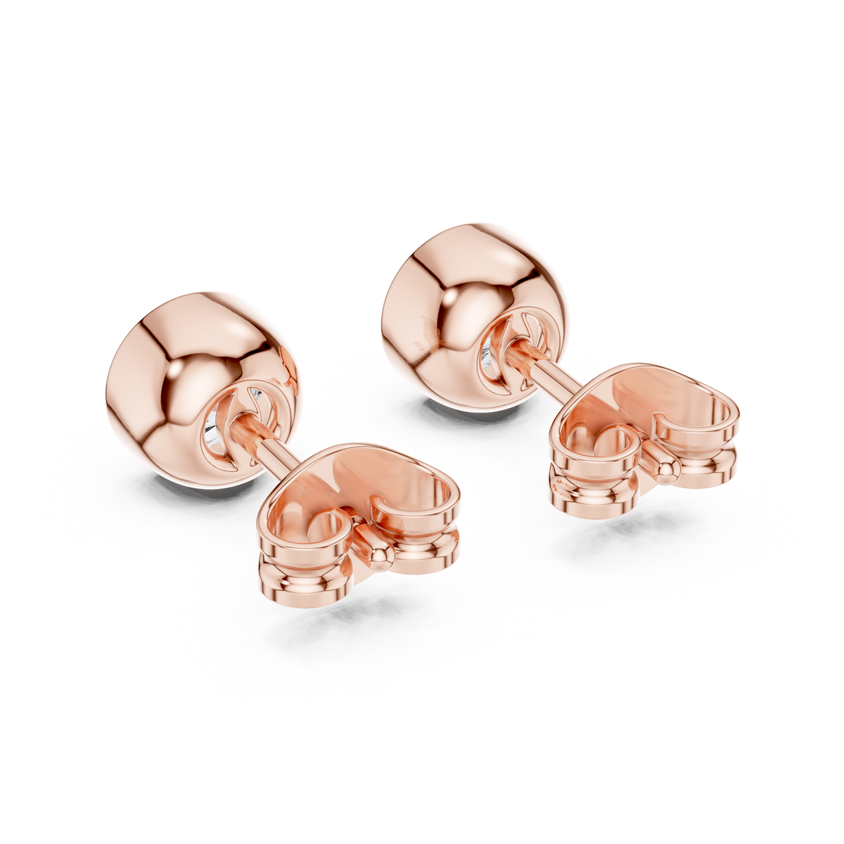 1.00 CT Round Lab Grown Diamond Bezel Stud Earrings, Rose Gold