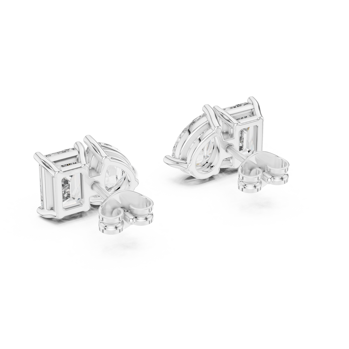 4.00 CT Emerald & Pear Cut Lab Grown Diamond Toi et Moi Stud Earrings, White Gold