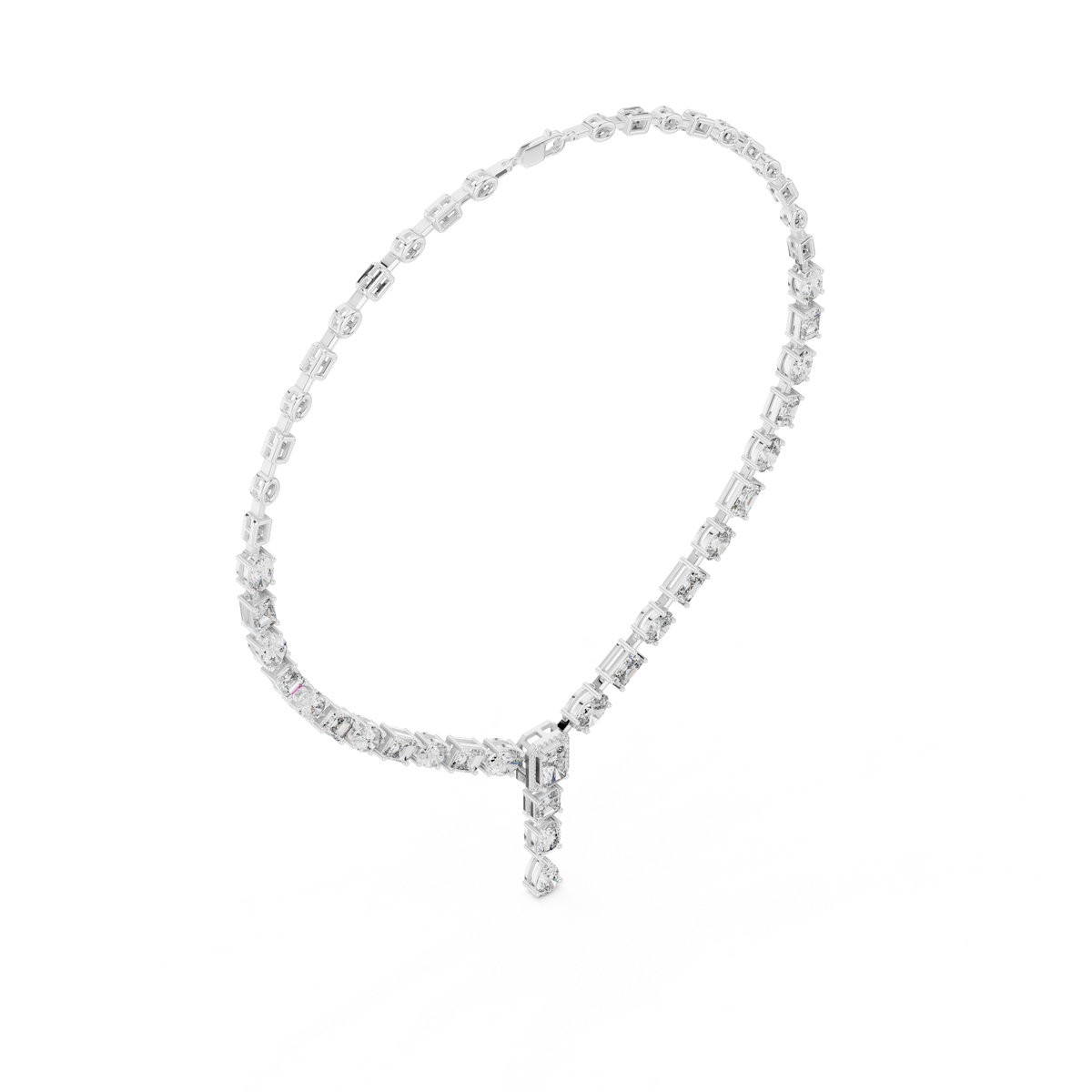 Celestia Multi Shape Lab Grown Diamond Drop Necklace, White Gold