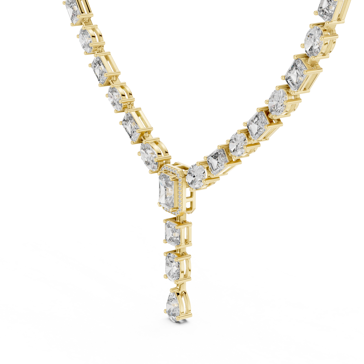 Celestia Multi Shape Lab Grown Diamond Drop Necklace, Yellow Gold