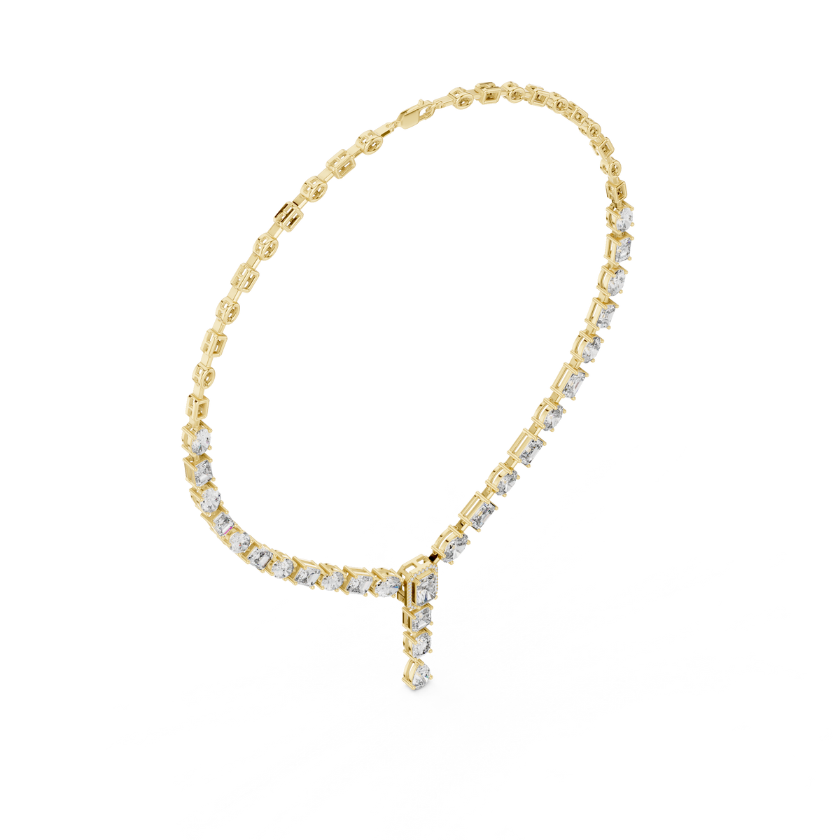 Celestia Multi Shape Lab Grown Diamond Drop Necklace, Yellow Gold