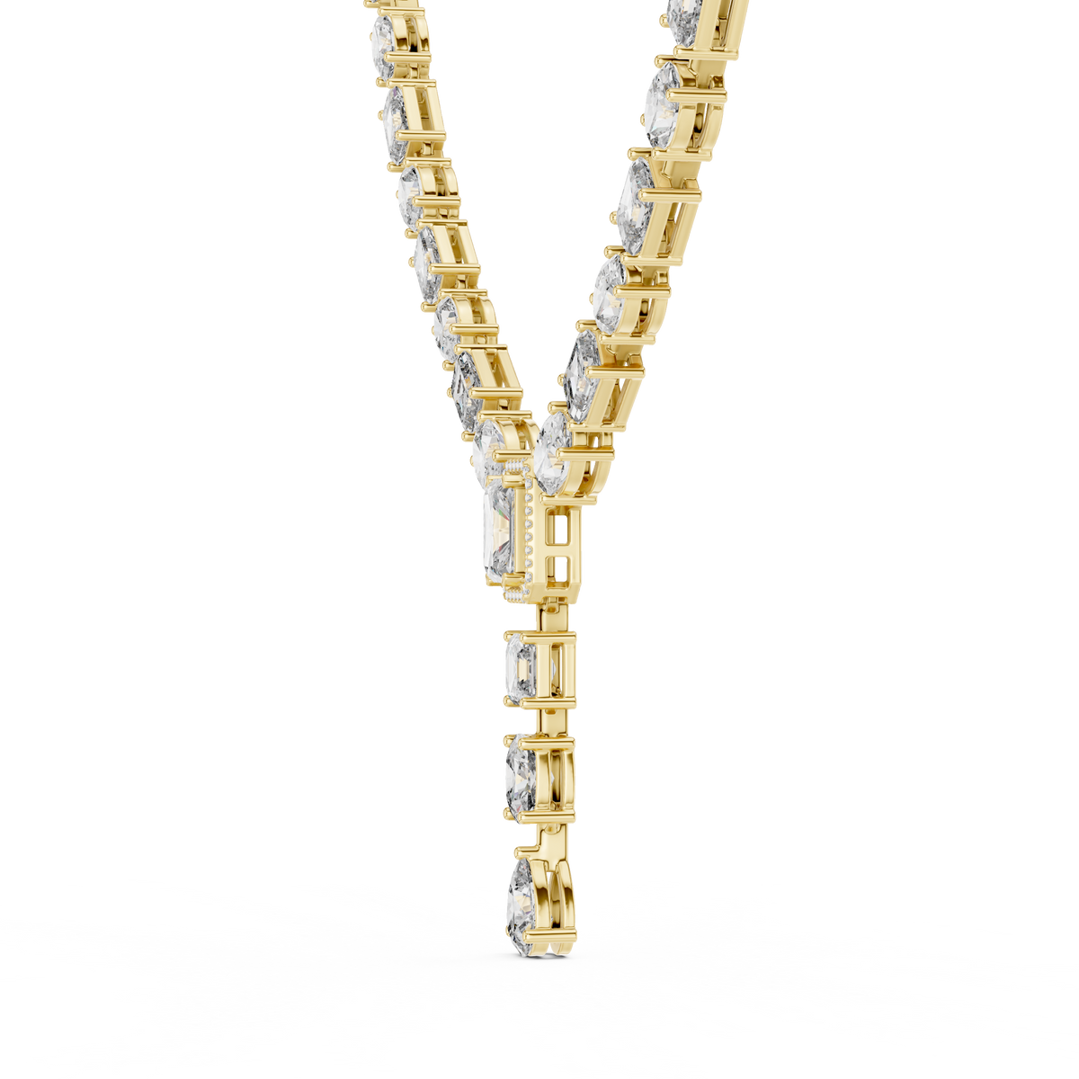 Celestia Multi Shape Lab Grown Diamond Drop Necklace, Yellow Gold