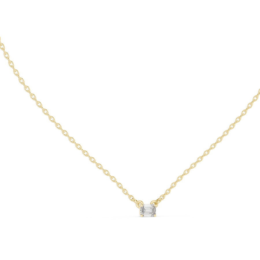 Emerald Cut Lab Grown Diamond Solitaire Pendant, Yellow Gold