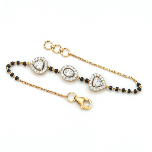 Heart Halo lab Diamond Mangalsutra Bracelet 