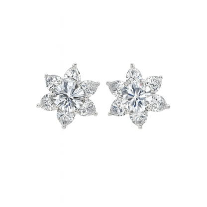  Heart & Round Lab-Grown Diamond Stud Earrings 