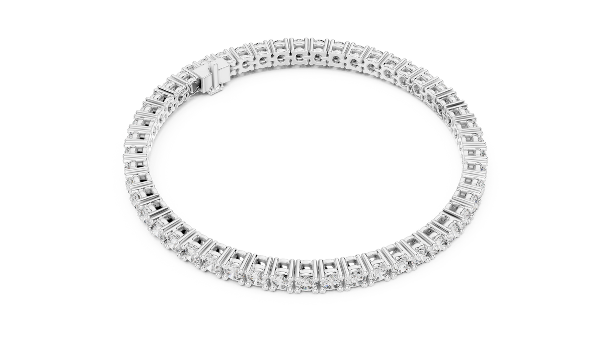 Round Lab Grown Diamond Tennis Bracelet, White Gold