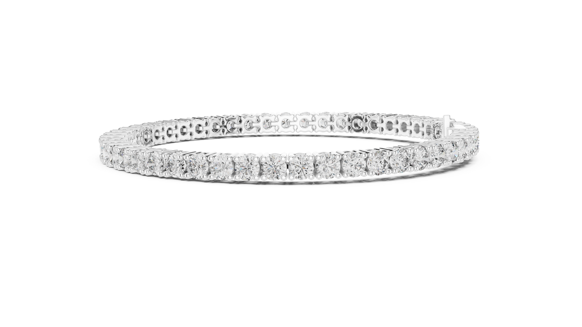 Round Lab Grown Diamond Tennis Bracelet, White Gold