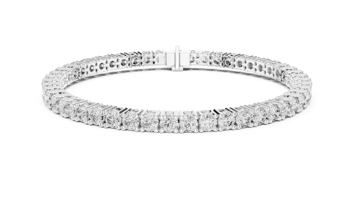 Round Lab Grown Diamond Tennis Bracelet, White Gold