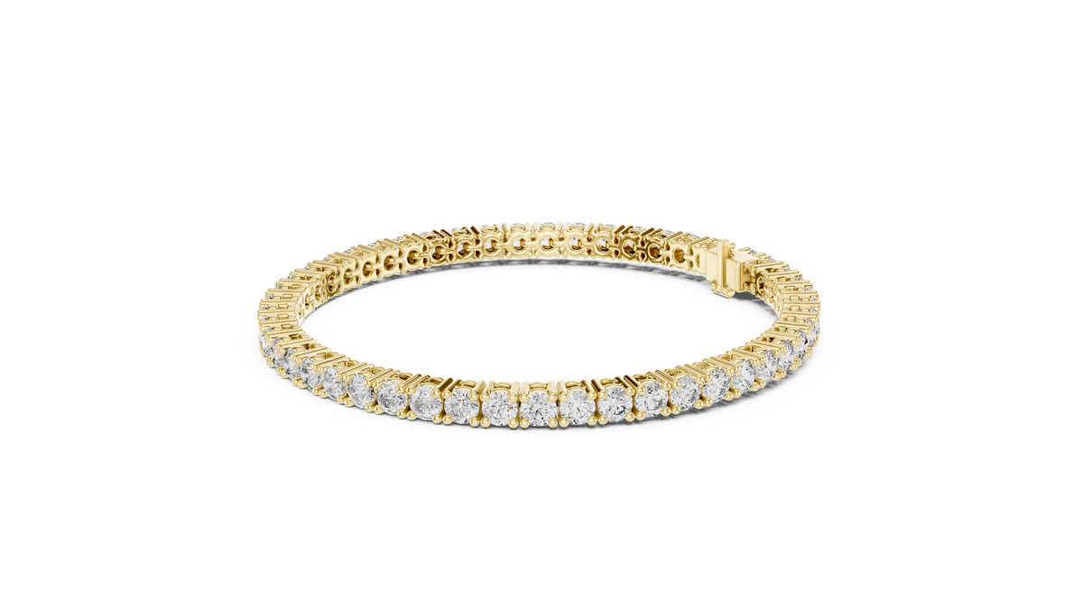 Round Lab Grown Diamond Tennis Bracelet, Yellow Gold