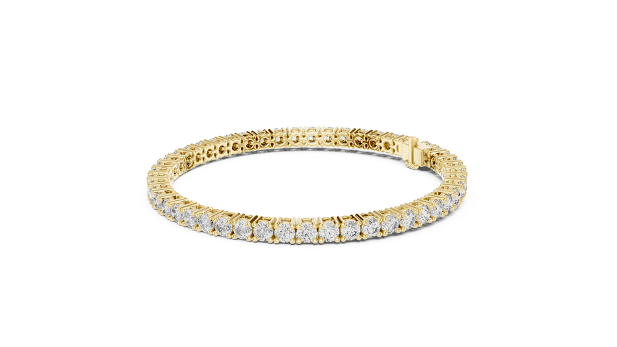 Round Lab Grown Diamond Tennis Bracelet, Yellow Gold