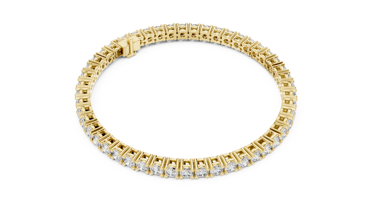 Round Lab Grown Diamond Tennis Bracelet, Yellow Gold