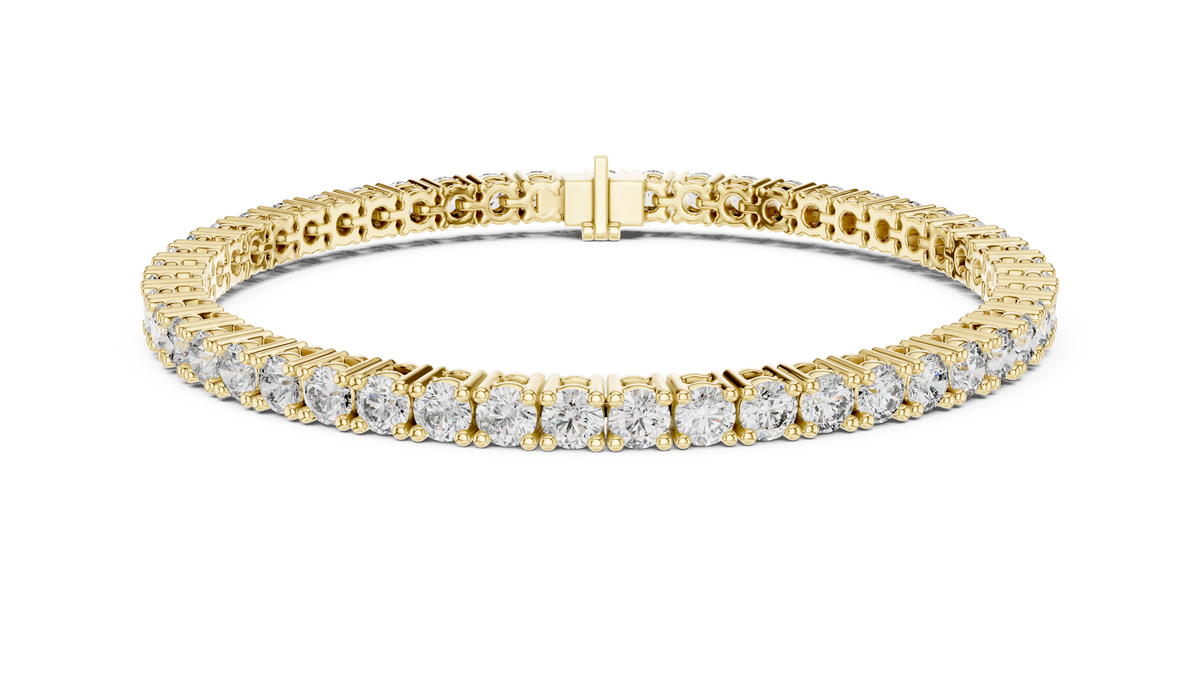 Round Lab Grown Diamond Tennis Bracelet, Yellow Gold