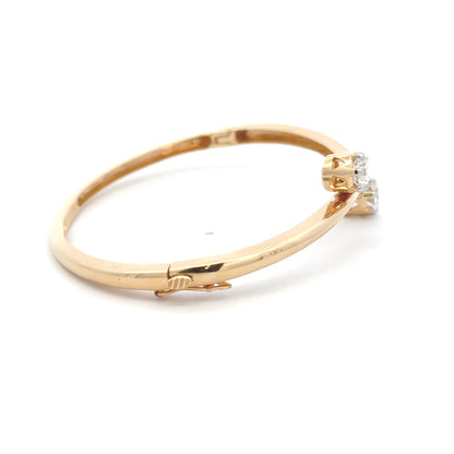 Double Round Lab Grown Diamond Cuff Bracelet in 14k Yellow Gold