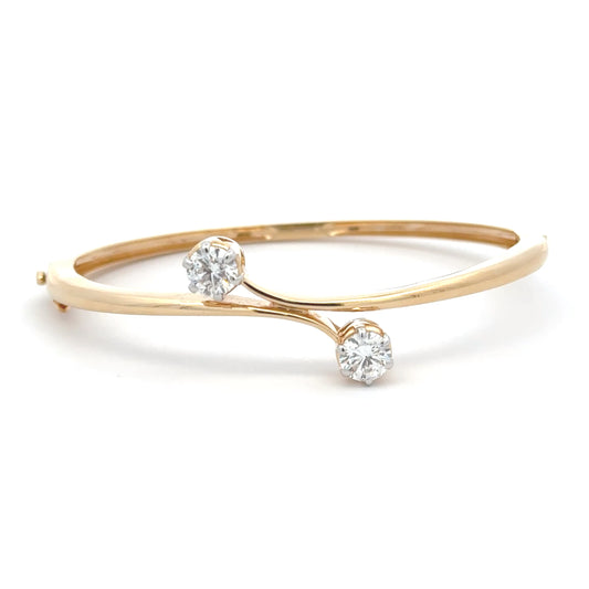 Double Round Lab Grown Diamond Cuff Bracelet in 14k Yellow Gold