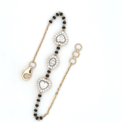 Heart Halo lab Diamond Mangalsutra Bracelet in in 14k Gold
