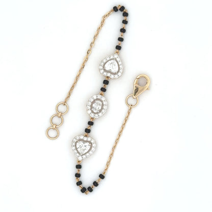 Heart Halo lab Diamond Mangalsutra Bracelet in in 14k Gold