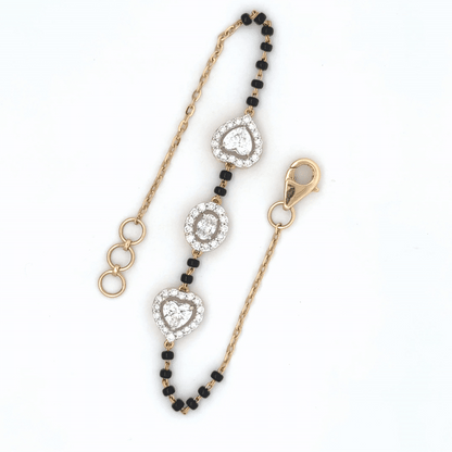 Heart Halo lab Diamond Mangalsutra Bracelet in in 14k Gold