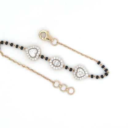 Heart Halo lab Diamond Mangalsutra Bracelet in in 14k Gold