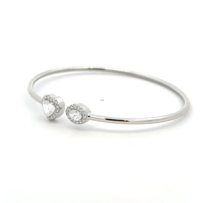 Heart & Oval Lab-Grown Diamond 14K Gold IGI Certified Cuff Bracelet