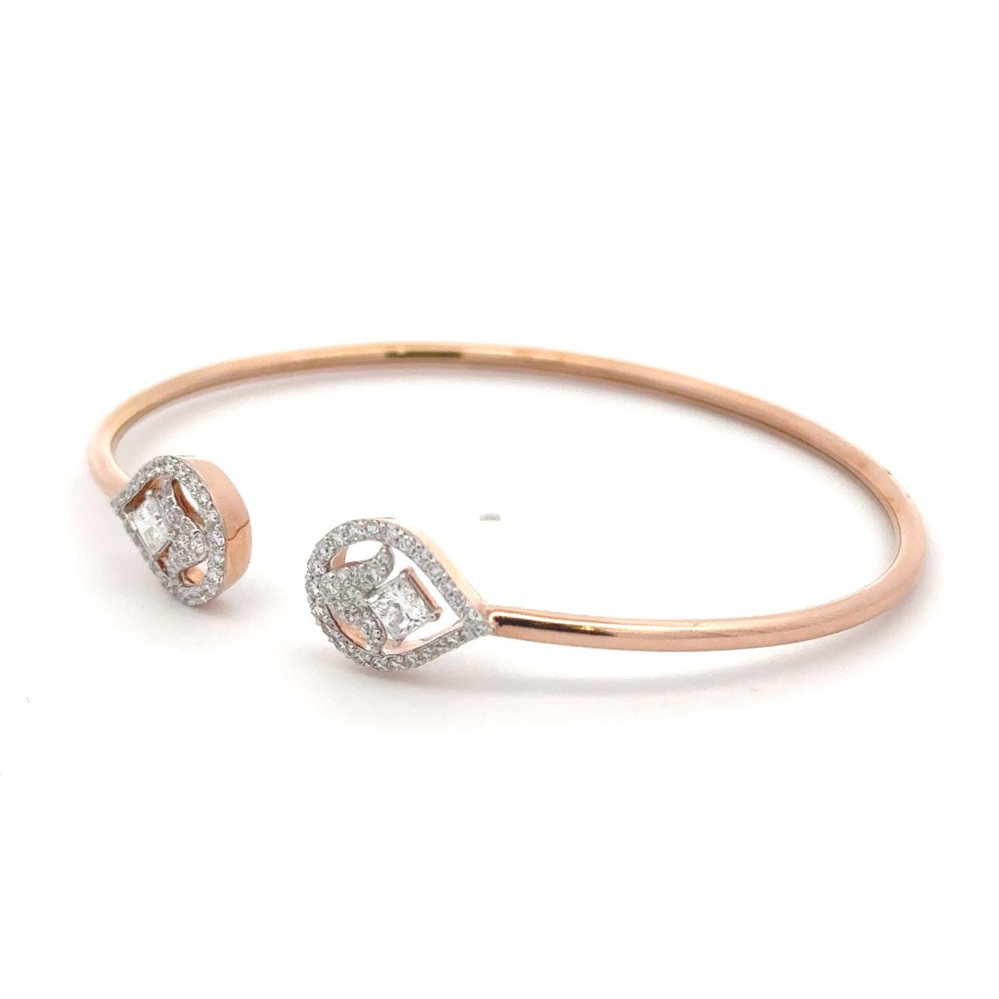 Lab-Grown Princess Diamond IGI Certified Cuff Bracelet In 14K Rose Gold