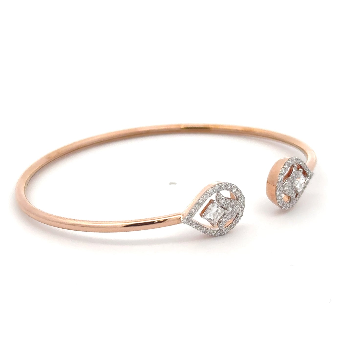 Lab-Grown Princess Diamond IGI Certified Cuff Bracelet In 14K Rose Gold