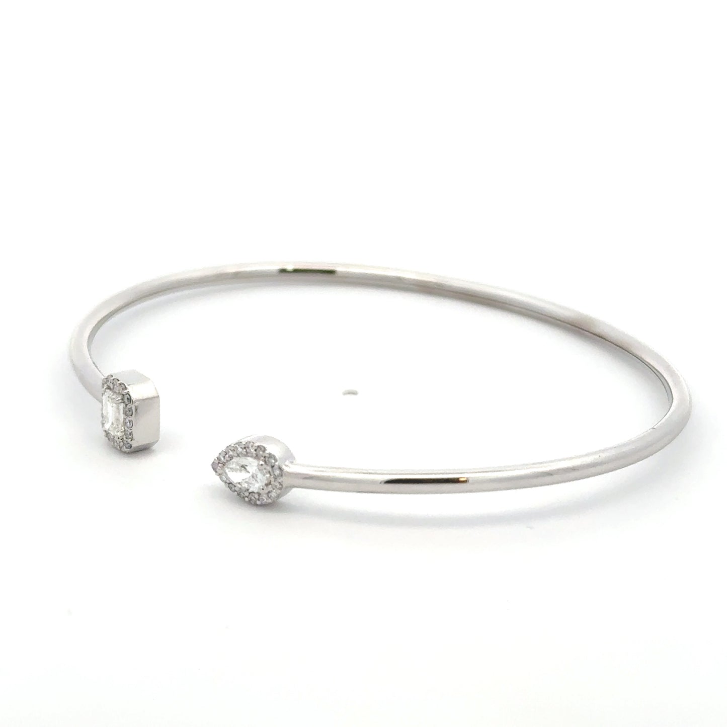 Lab-Grown Pear & Emerald Diamond 14K White Gold IGI Certified Cuff Bracelet
