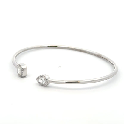 Lab-Grown Pear & Emerald Diamond 14K White Gold IGI Certified Cuff Bracelet