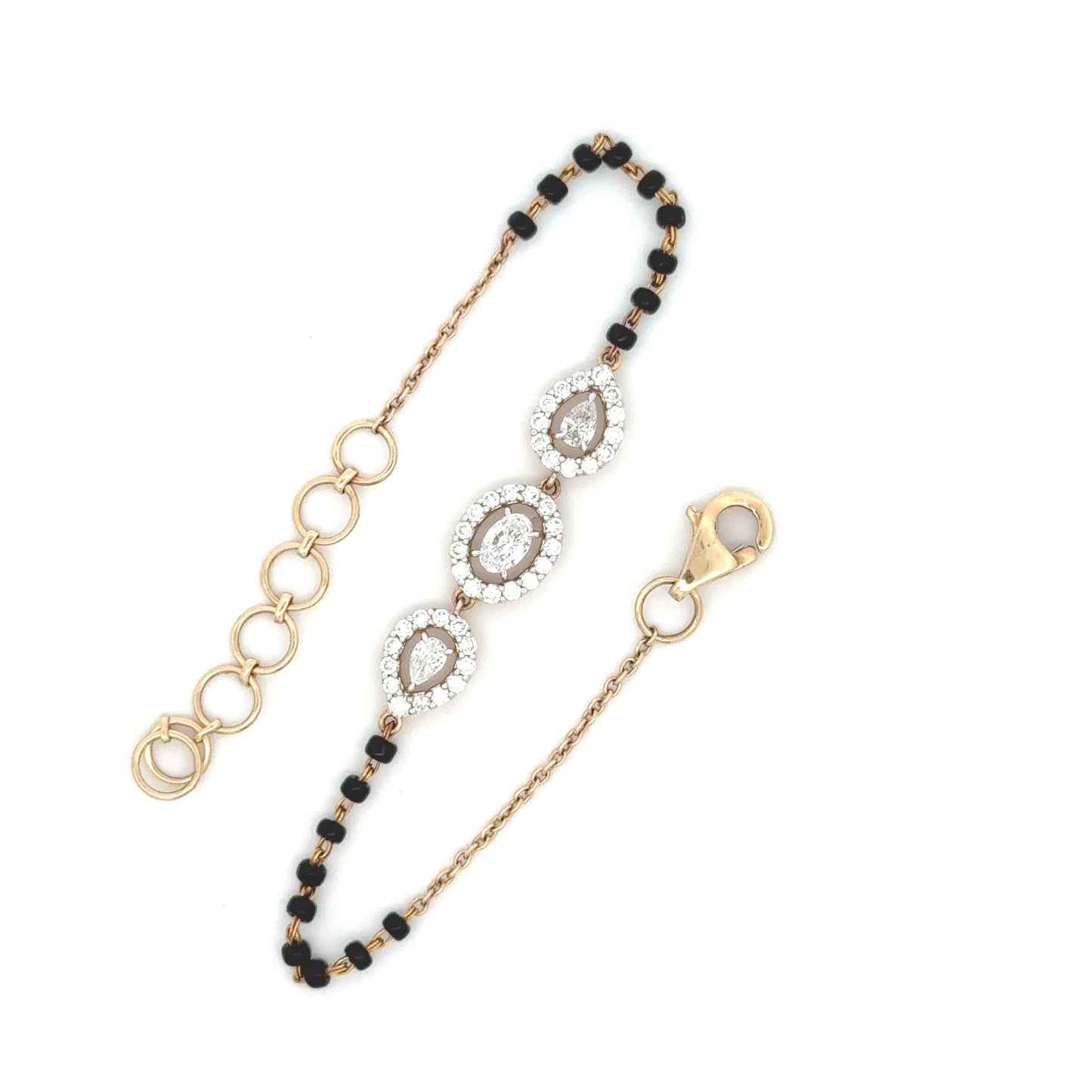 Pear Halo lab Diamond Mangalsutra Bracelet in in 14k Gold