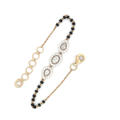 Pear Halo lab Diamond Mangalsutra Bracelet in in 14k Gold