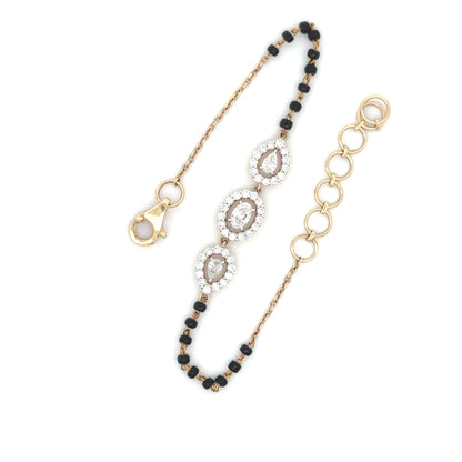 Pear Halo lab Diamond Mangalsutra Bracelet in in 14k Gold
