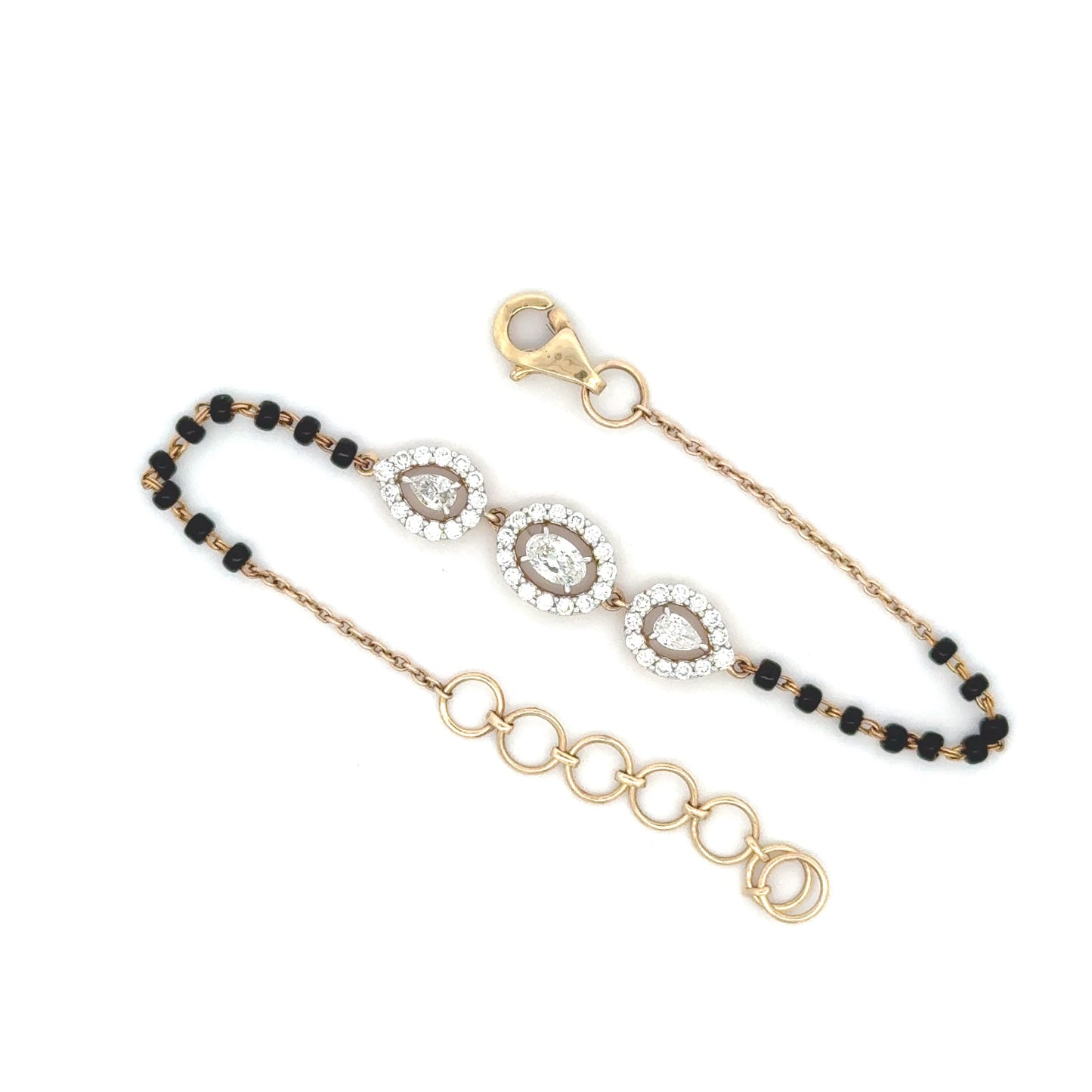 Pear Halo lab Diamond Mangalsutra Bracelet in in 14k Gold