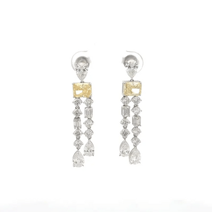 Fancy Yellow Radiant & White Diamond Dangle Earrings